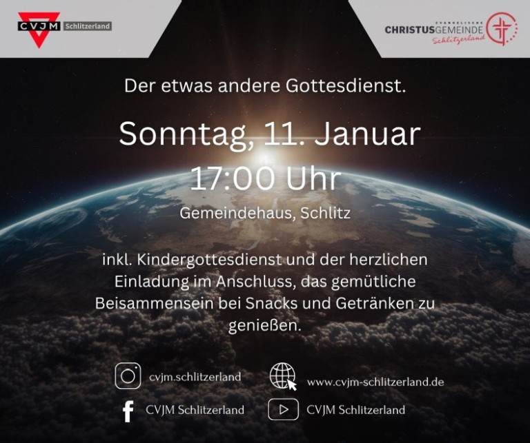 "Stay Connected - Mit Jesus verbunden bleiben" - der etwas andere Gottesdienst, 11.01.2026, 17 Uhr, Gemeindehaus Schlitz