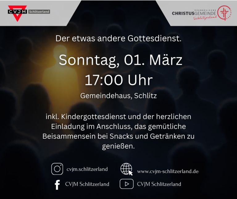 Der etwas andere Gottesdienst - "Unlikely - Wenn Gott sich den Falschen aussucht", 1. März 2026, 17 Uhr, Ev. Gemeindehaus Schlitz